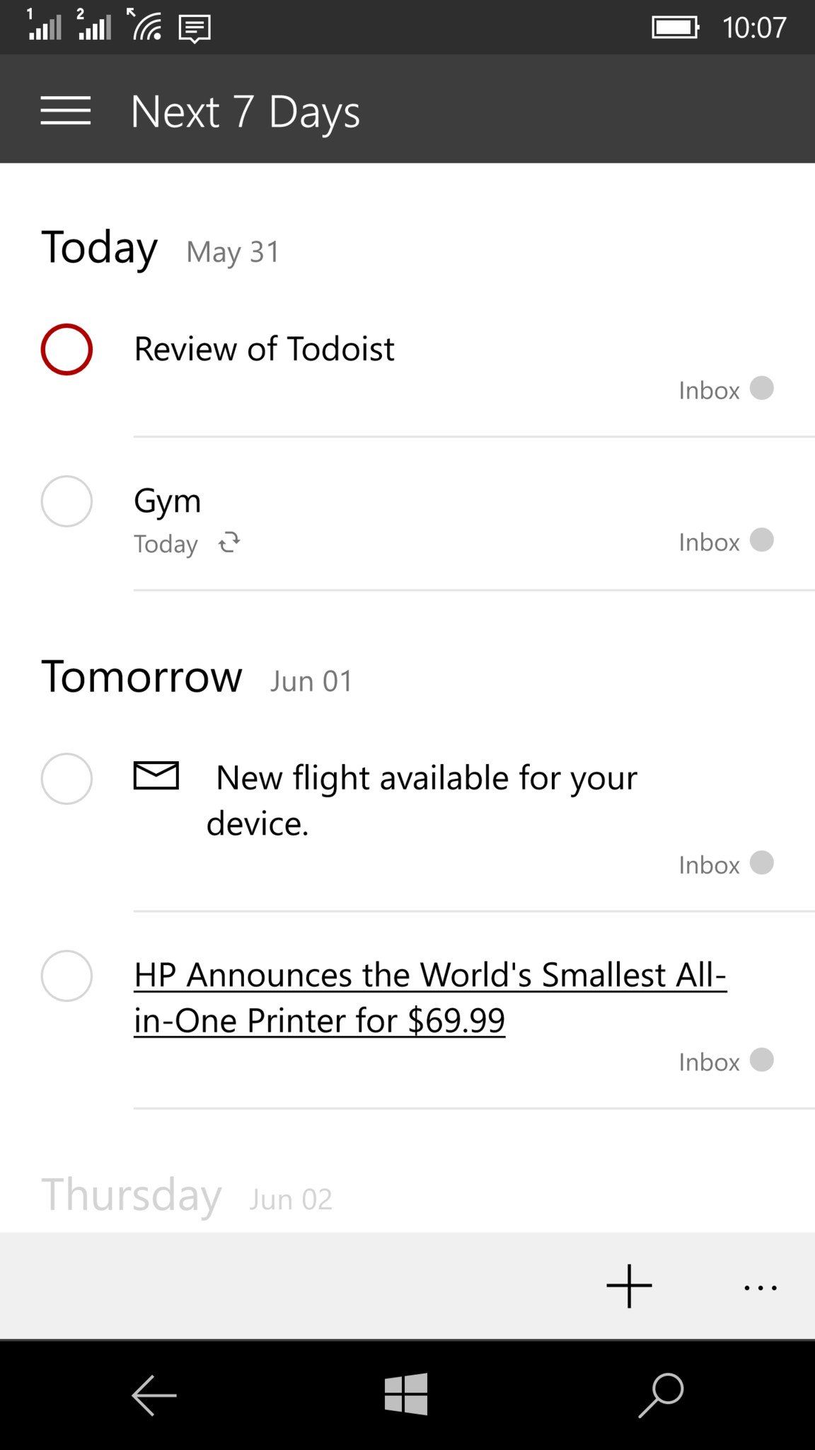 Todoist on Windows 10 Mobile
