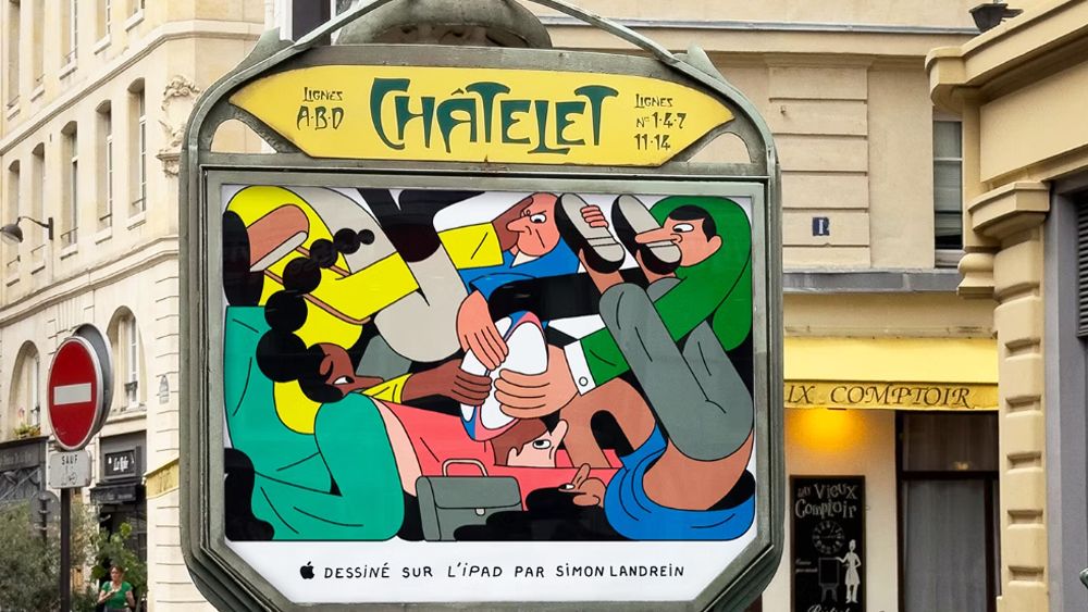 Apple iPad adverts featuring colourful illustrations of Olympic sports in Paris 