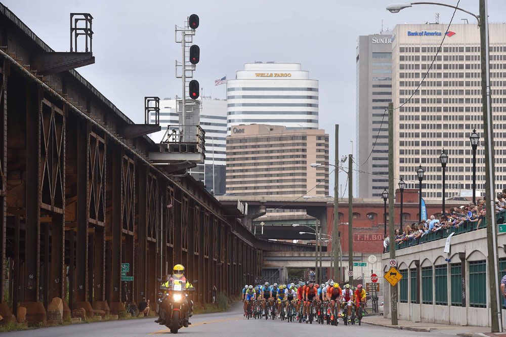 Downtown Richmond in the backdrop of the elite men
