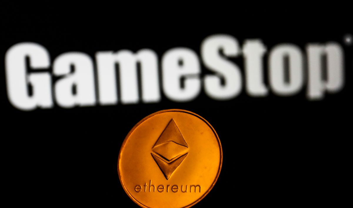 GameStop NFT marketplace: GameStop logo with Ethereum logo