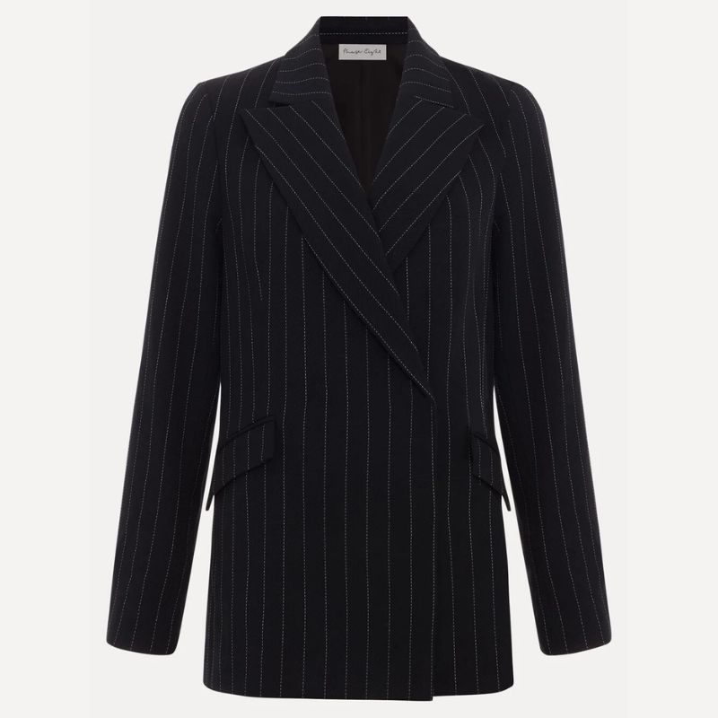 double breasted pinstripe blazer