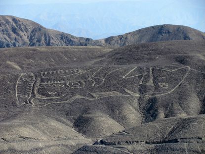 The resdiscovered orca geoglyph lies on a desert hillside in the remote Palpa region of southern Peru.