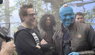 James Gunn and Michael Rooker on the set of Guardians of the Galaxy Vol. 2