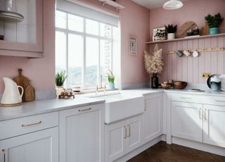 Butler sink in charming kitchen