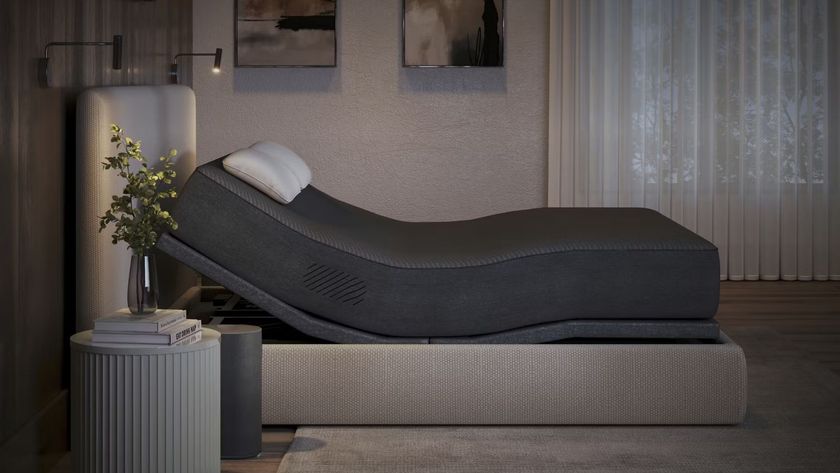 The eight sleep pod 4 mattress cover on a mattress that&#039;s on an adjustable bed frame