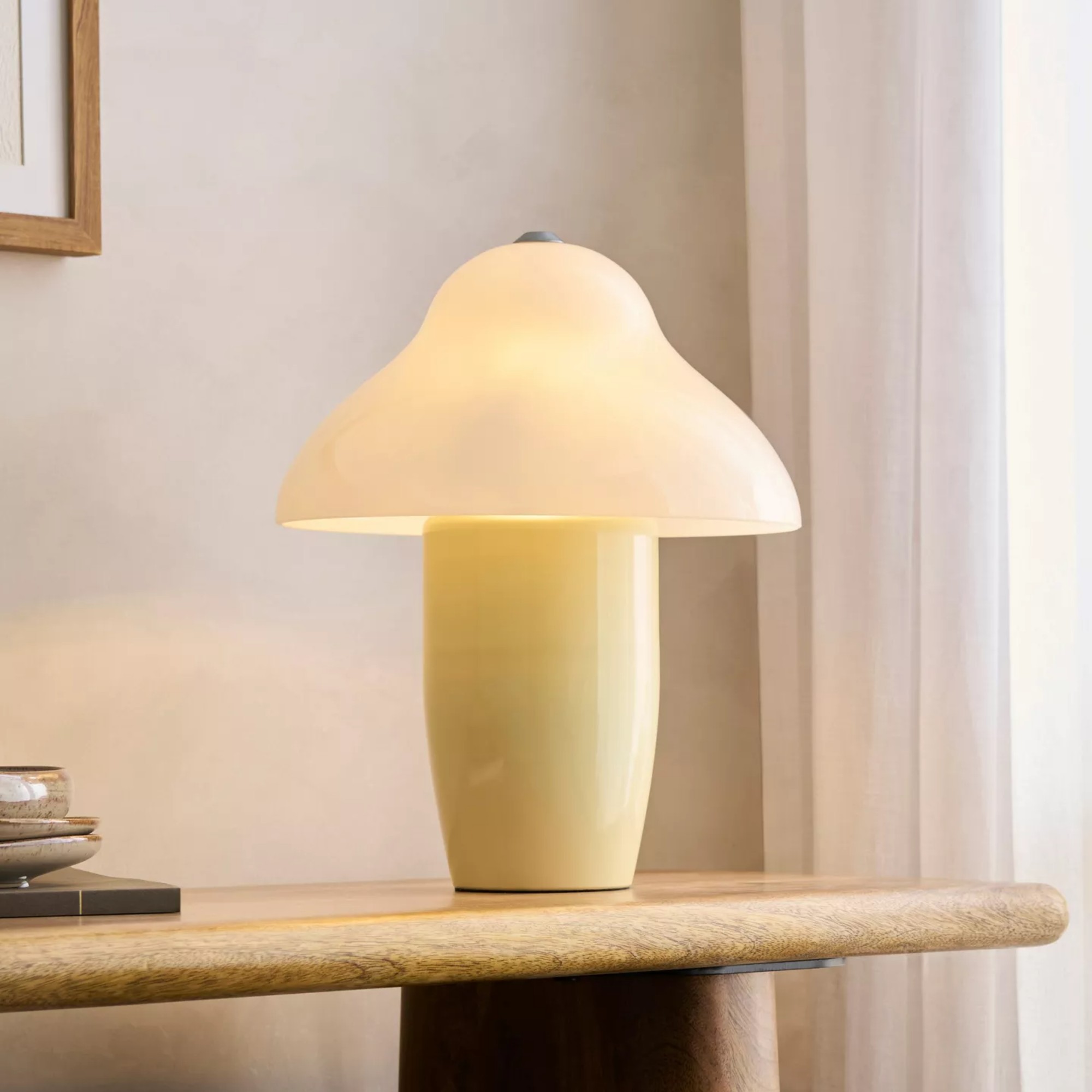 John Lewis Nora Glass Table Lamp, Buttermilk