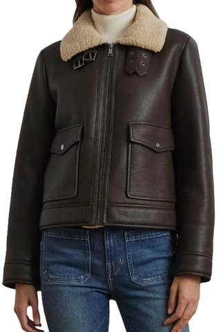 Lauren Ralph Lauren Faux Leather & Faux Shearling Bomber Jacket (Was $300) 