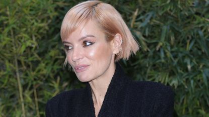 Lily Allen pink hair brown trench