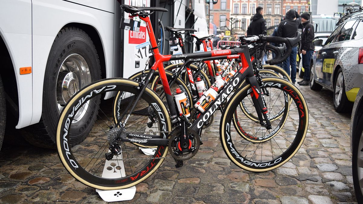 Filippo Ganna (UAE Team Emirates), who made it into the race's breakaway, raced aboard the new Colnago C64 frameset
