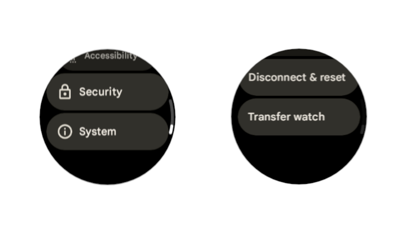 Screenshots showing how to transfer the Pixel Watch 2 to a new Android phone.