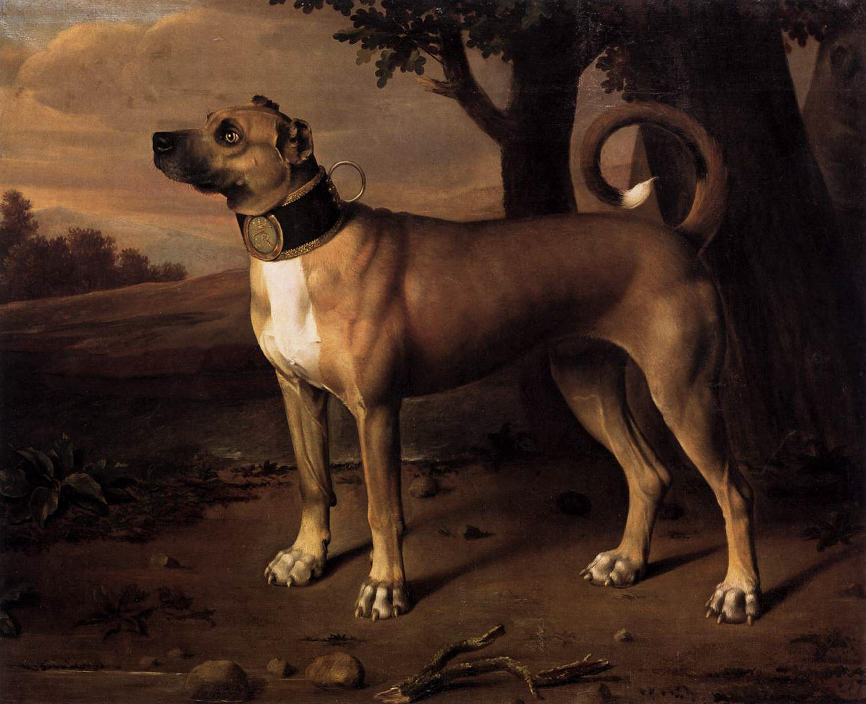 Painting of a large hunting dog