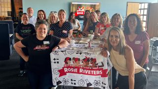 Participants smiling at Rosie Riveters Explores Pro AV.