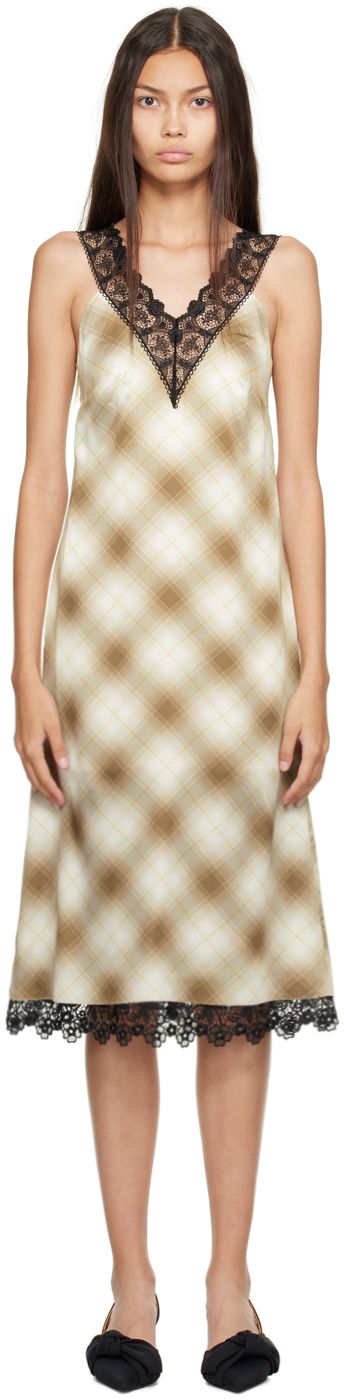 Beige Check Minidress