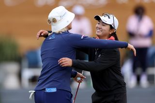 Madelene Sagstrom hugs Rose Zhang