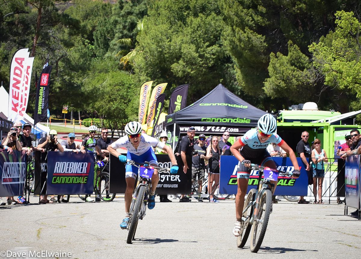 Emily Batty (Trek Factory Racing) out-sprints Catharine Pendrel to take the victory.