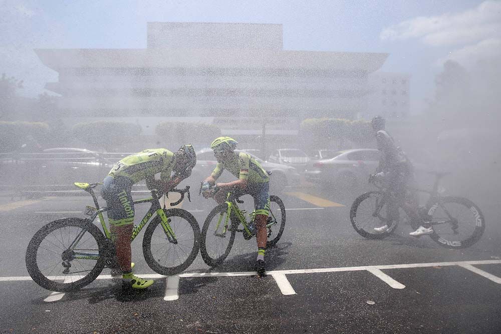 The Tinkoff riders cool down