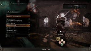 Wo Long: Fallen Dynasty in-game screenshot of the "Co-op" menu.