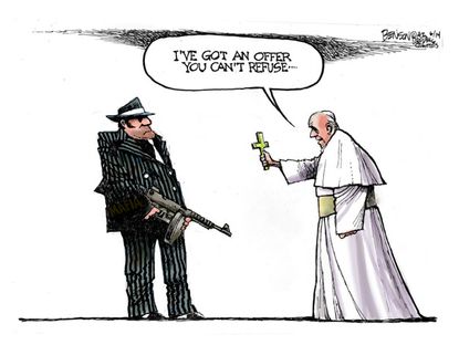 Editorial cartoon Pope Francis mafia