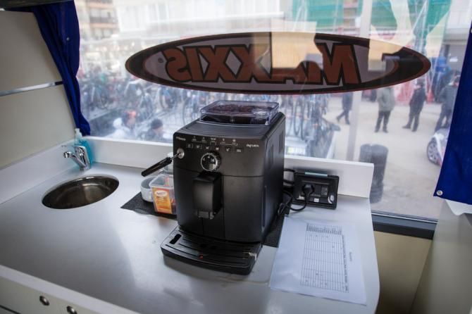 Every team bus must have a coffee machine ready to go in the morning.