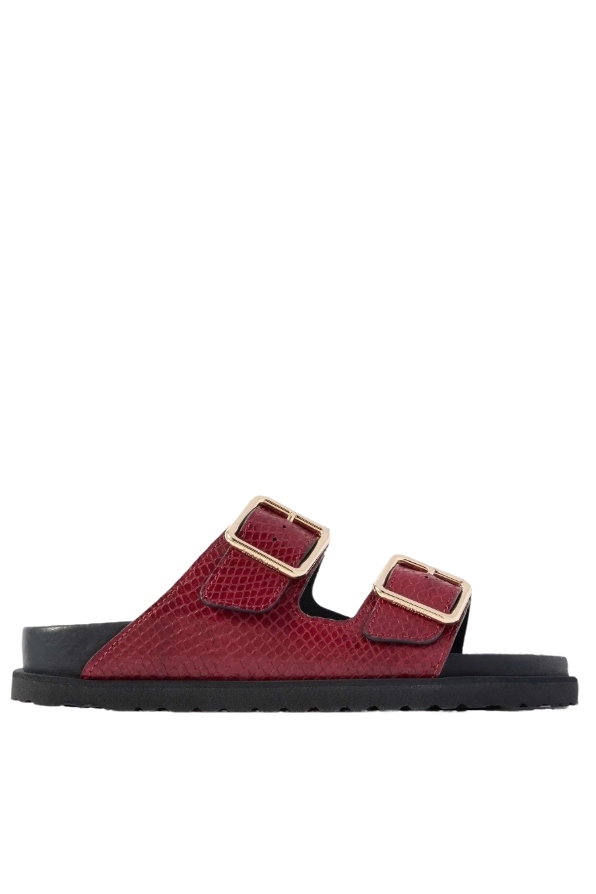 Arizona Snake-Effect Leather Sandals