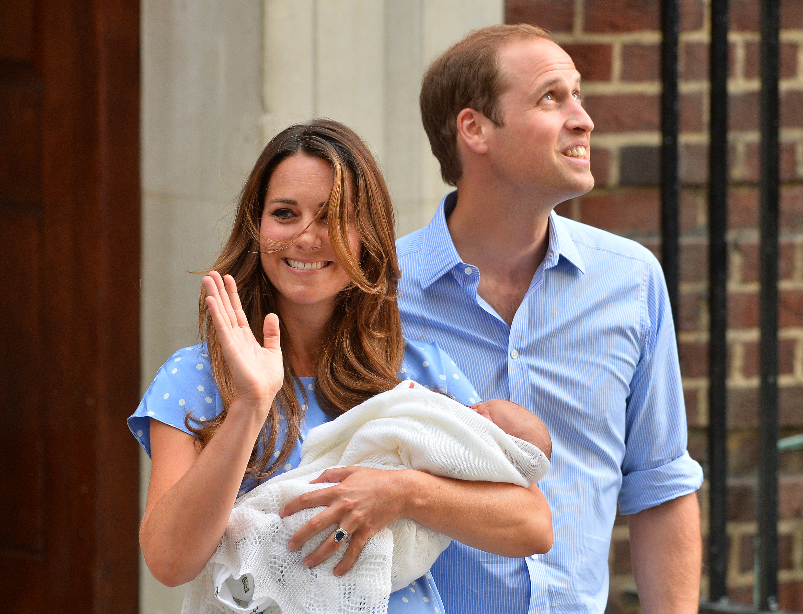 The Prince and Princess of Wales in 2013 on the birth of Prince George 