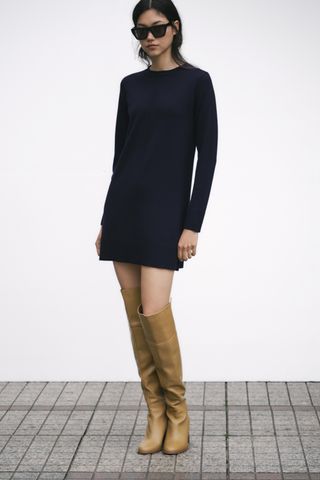 Short Plain Knit Dress