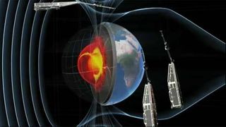 ESA's SWARM constellation will give scientists a 3-D view of Earth\'s magnetic field to help shield us from high-energy particles which threaten living creatures and electronics.