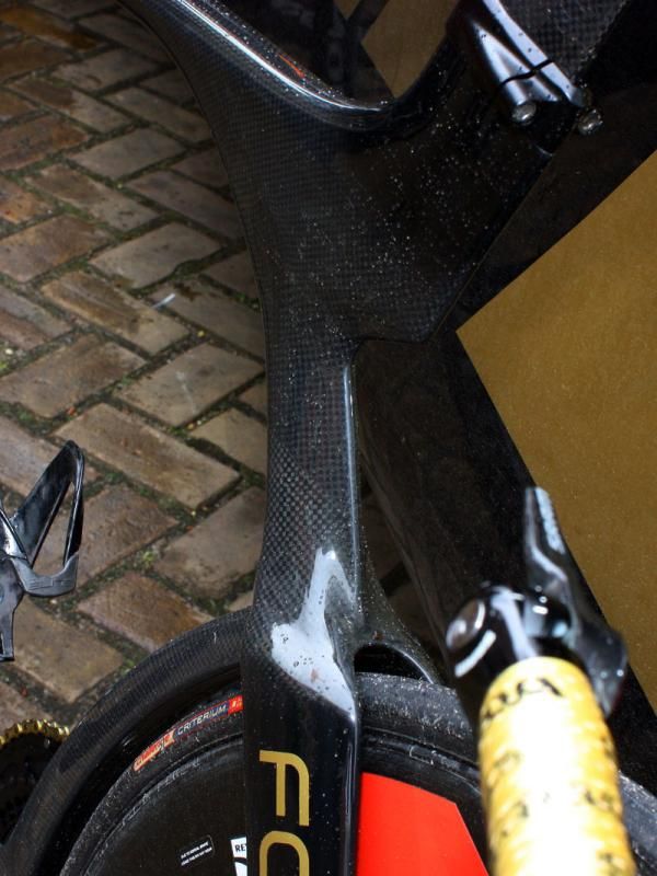 The seat cluster area looks especially aerodynamic with its radical shaping and without a brake caliper to interrupt the airflow.