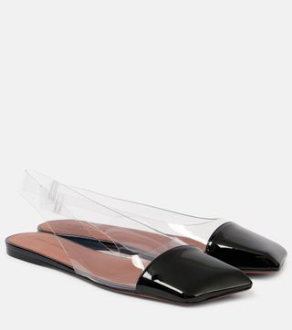 Ane Glass Pvc and Patent Leather Slingback Flats