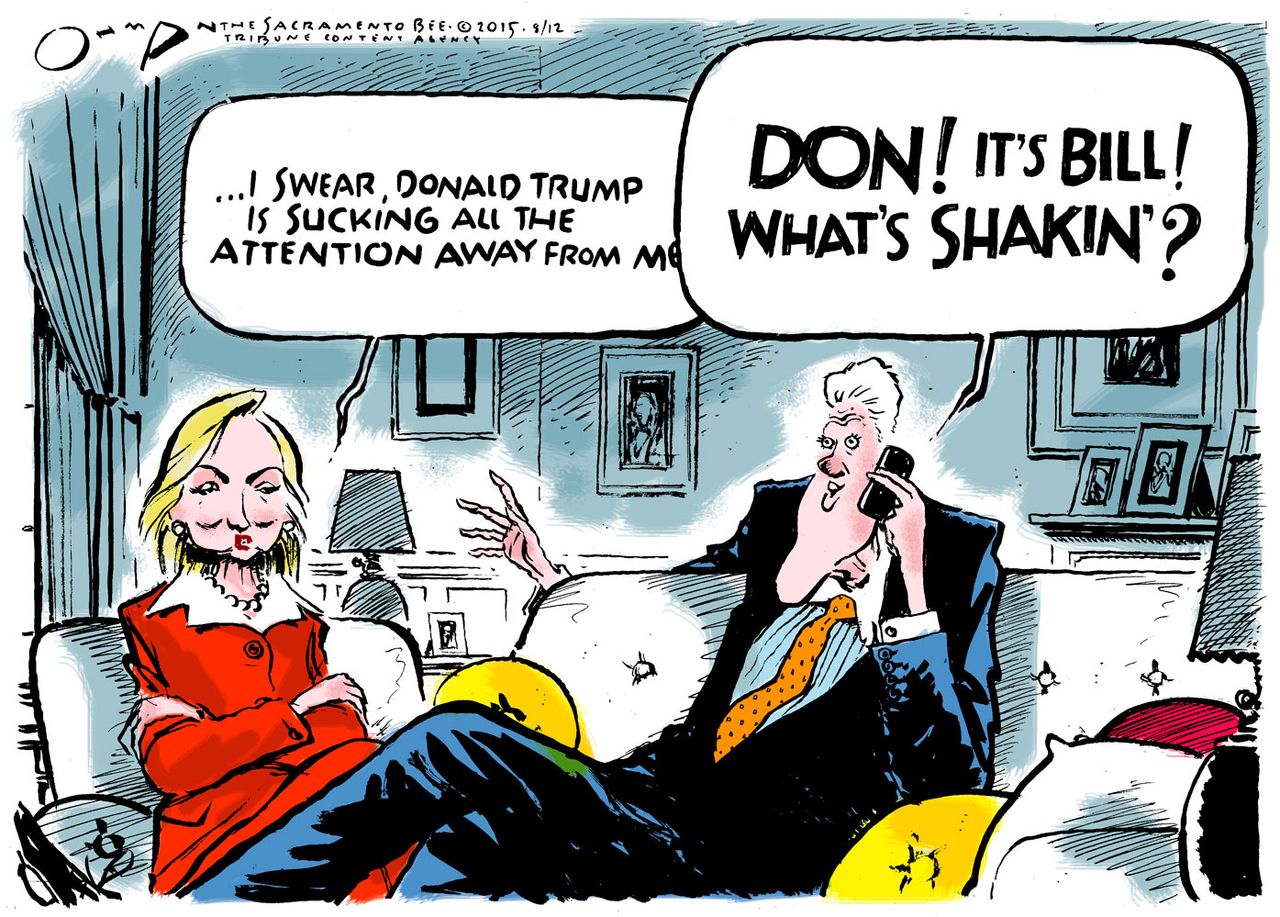 Political cartoon U.S. Donald Trump Hillary Clinton