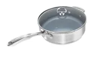 Chantal Induction 21 Steel 3 qt. Stainless Steel Ceramic Nonstick Saute Pan