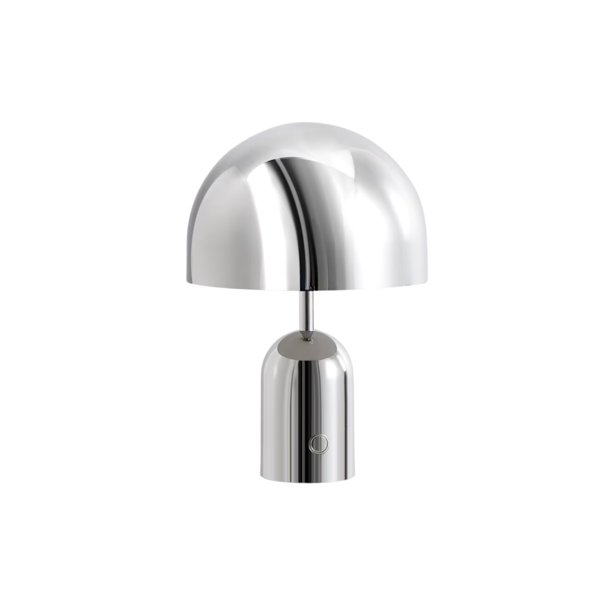 A silver mushroom table lamp