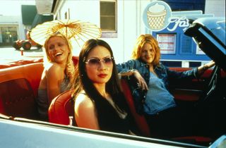 three women in a convertible in the 2000s Charlies angels