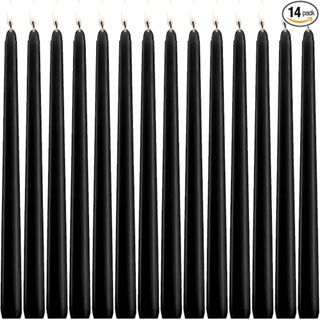 14 Pack Black Taper Candles