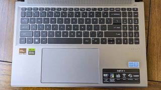 Acer Swift X 16 OLED keyboard and touchpad.