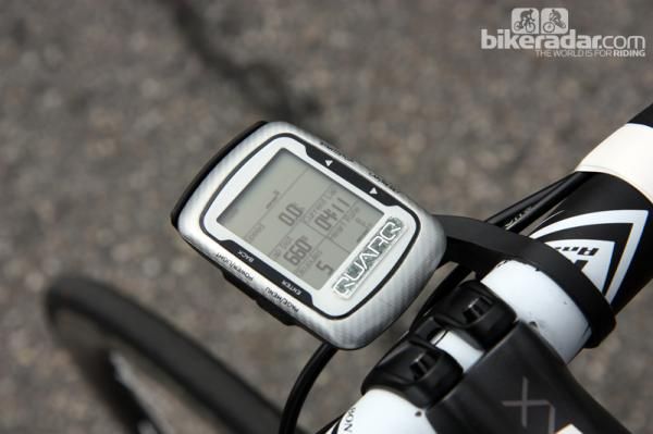 This may be a Garmin Edge 500 computer but the Bontrager-Livestrong team is sponsored by Quarq so all the logos are covered up.