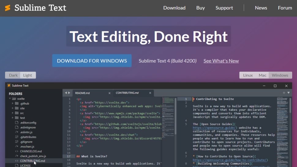 Sublime Text website screenshot (July 2025).