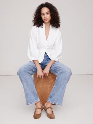 Poplin Cinched-Waist Shirt