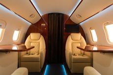 Interior of Empty Luxury Airplane Passenger Cabin 