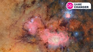 A composite image from the Vera C. Rubin Observatory, mapping the Trifid and Lagoon Nebulae