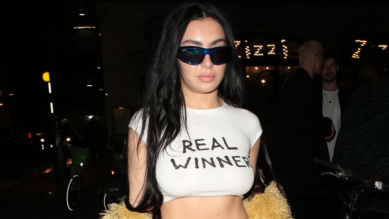 charli xcx wearing a real winner tshirt