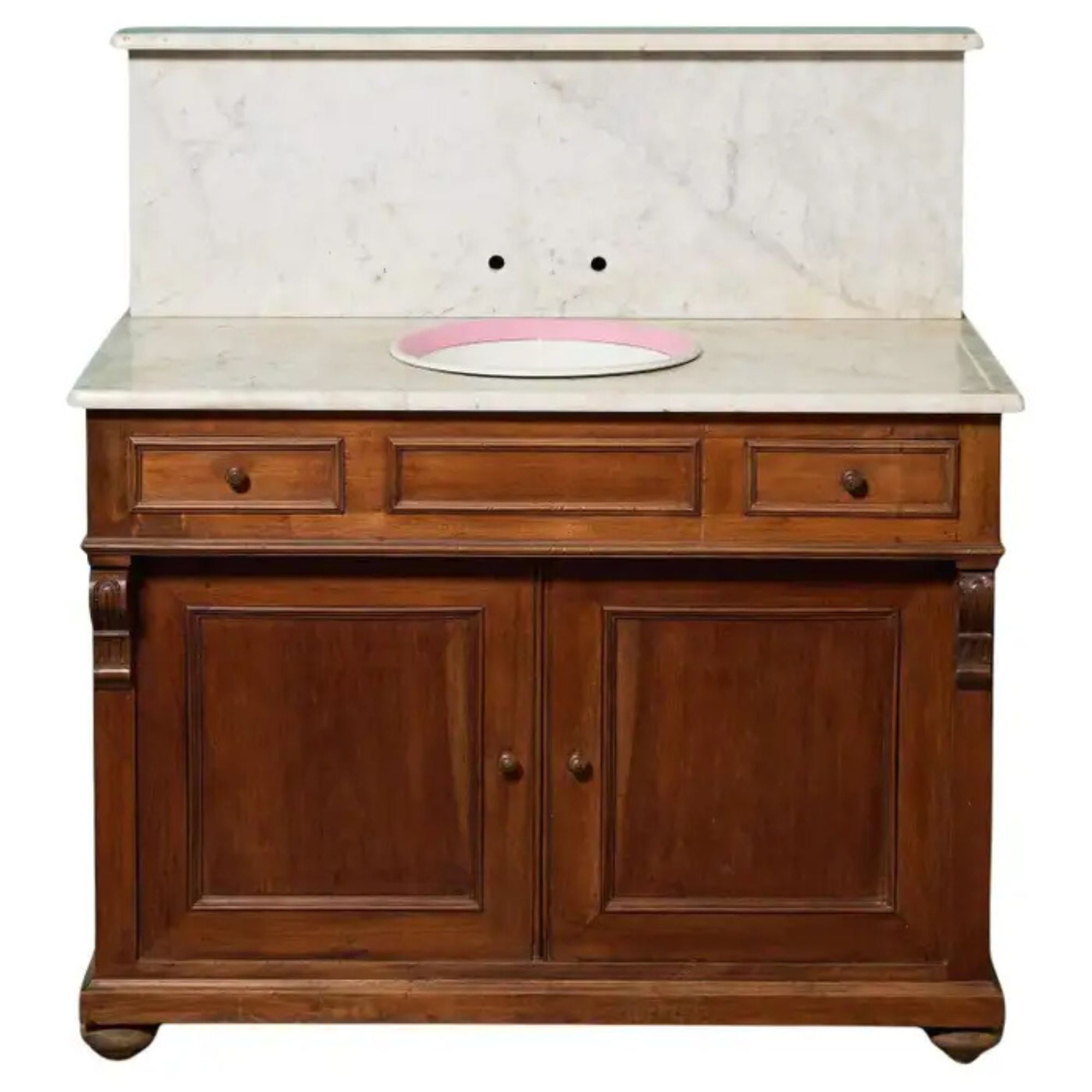 Antique Louis Style Carrara Marble Washstand
