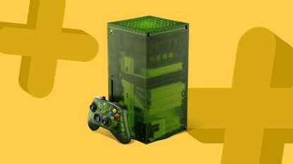 Xbox Series X25 special edition console and controller on a yellow background