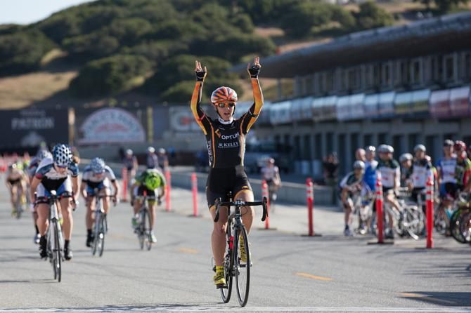 Jade Wilcoxson takes a clear victory in the first stage of the Sea Otter Classic, and the GC lead heading into Friday's road race.