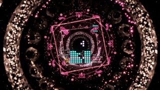 Tetris Effect layers shapes on top of shapes, to beautiful effect. Image credit: Enhance Games.
