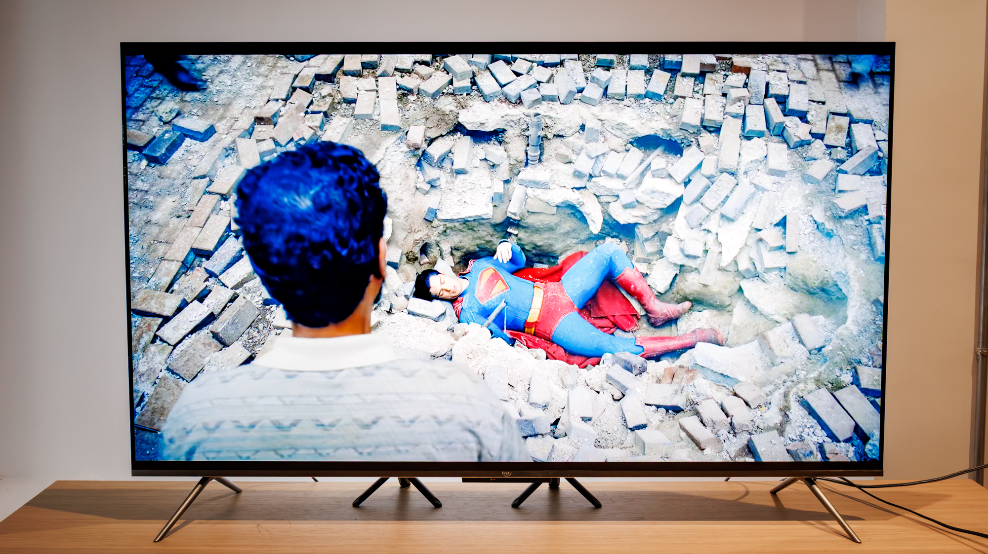 Amazon Fire TV Omni QLED Series TV (2025) on a table