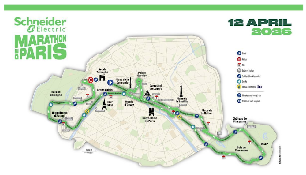 Paris Marathon route map 2026