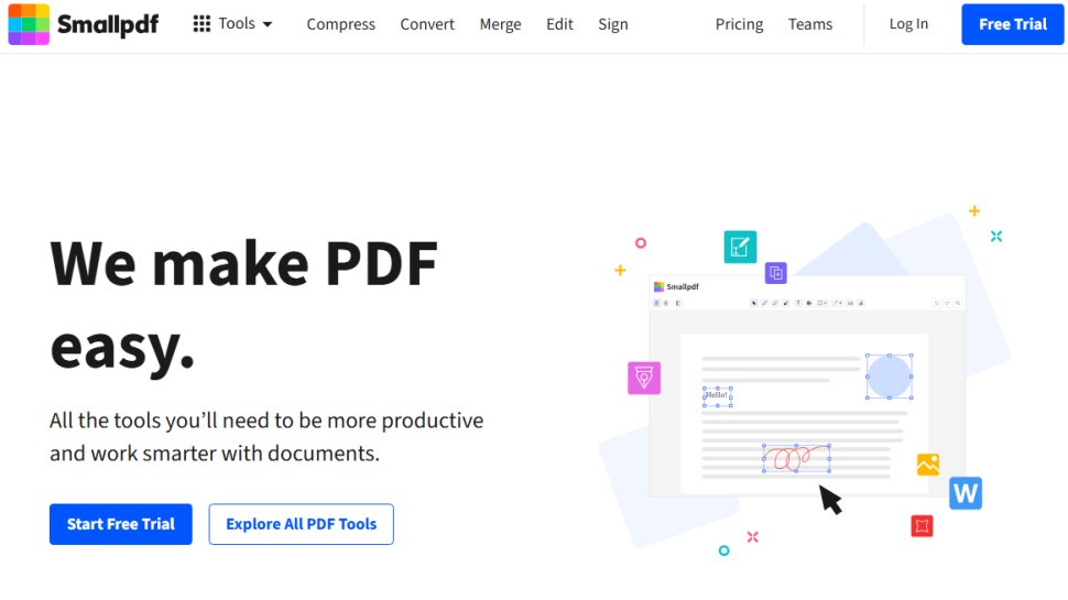 Website screenshot of SmallPDF (August, 2025)