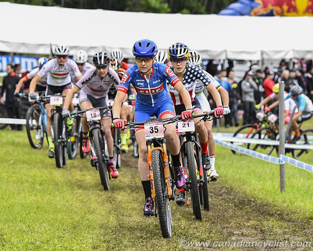 Eva Lechner (Ita) Clif Pro Team leads at start of women's race