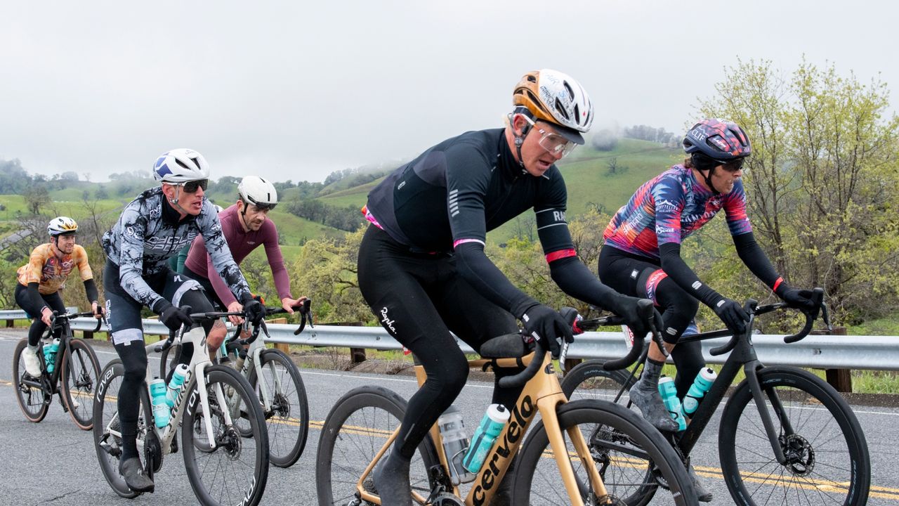 Keegan Swenson on his way to winning the 2024 Levi&#039;s GranFondo elite race